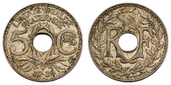 FRANCE 5 centimes 1936 VF