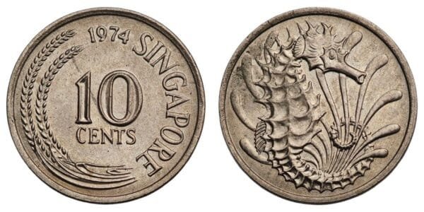 SINGAPORE 10 cents 1974 VF