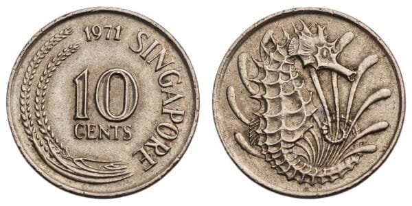 SINGAPORE 10 cents 1971 VF