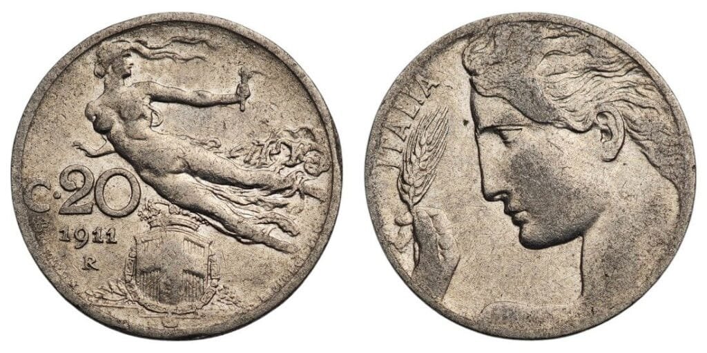 ITALY 20 centesimi 1911 VF