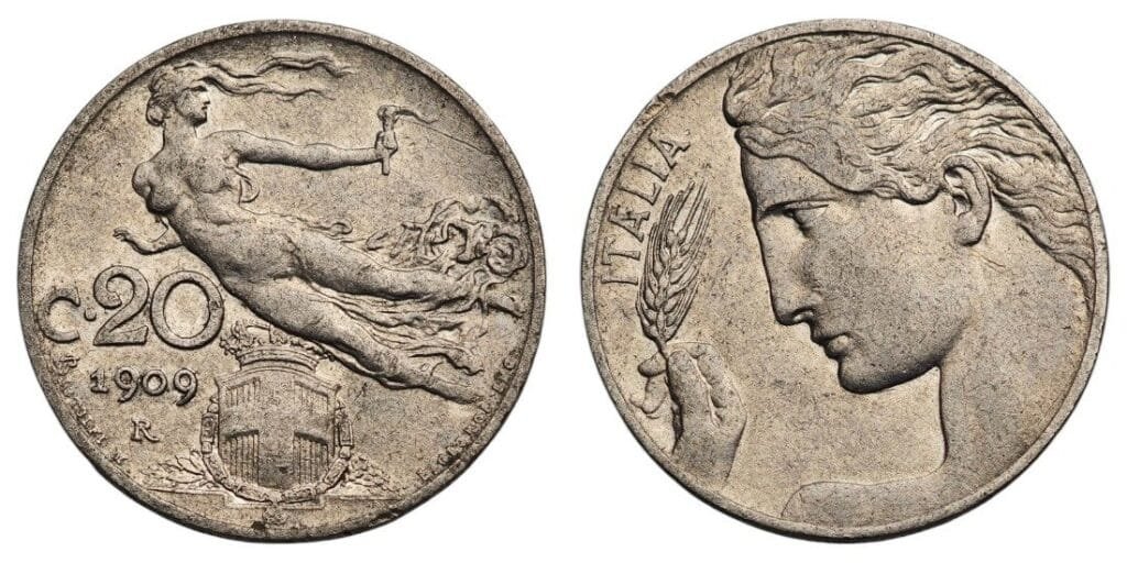 ITALY 20 centesimi 1909 VF
