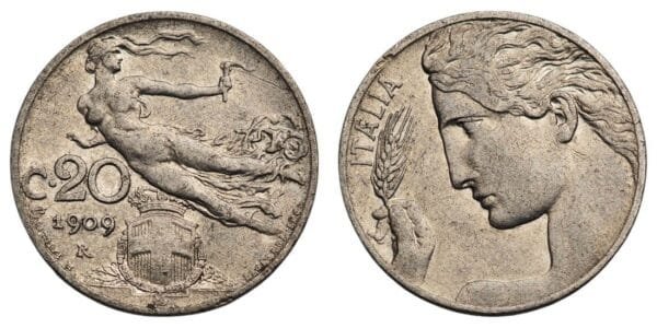 ITALY 20 centesimi 1909 VF
