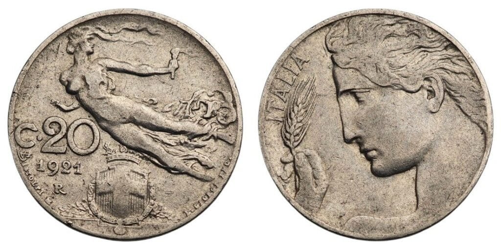 ITALY 20 centesimi 1921 VF
