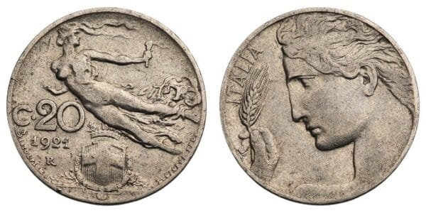 ITALY 20 centesimi 1921 VF
