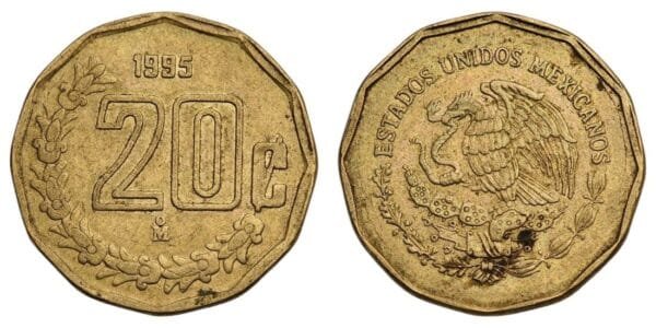 MEXICO 20 centavos 1995 VF