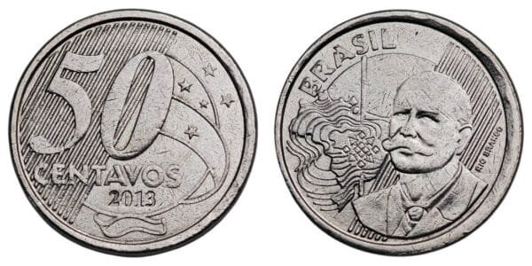 BRAZIL 50 centavos 2013 VF