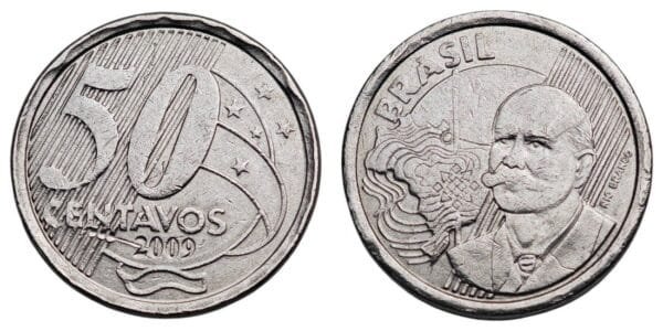 BRAZIL 50 centavos 2009 VF