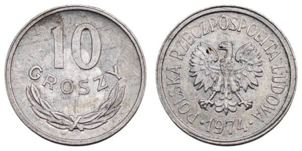 POLAND 10 groszy 1974 XF