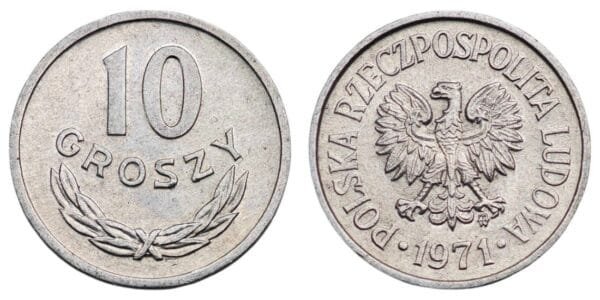 POLAND 10 groszy 1971 XF