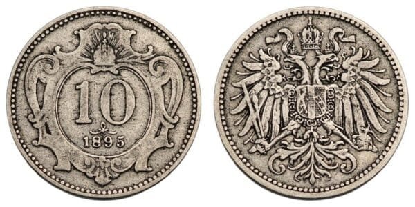 AUSTRIA 10 heller 1895 VF