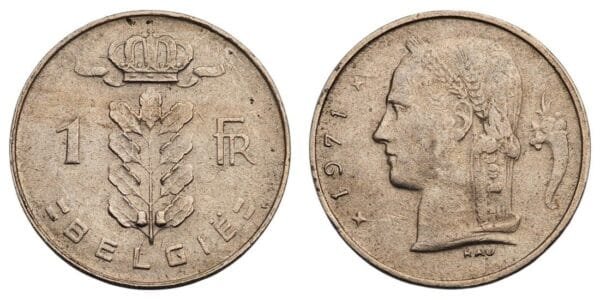 BELGIUM 1 franc 1977 / Dutch text / VF