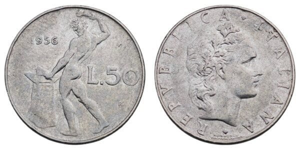 ITALY 50 lire 1956 VF