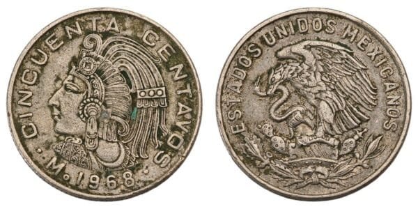 MEXICO 50 centavos 1968 VF-