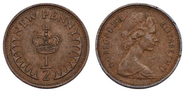 GREAT BRITAIN 1/2 penny 1971 VF