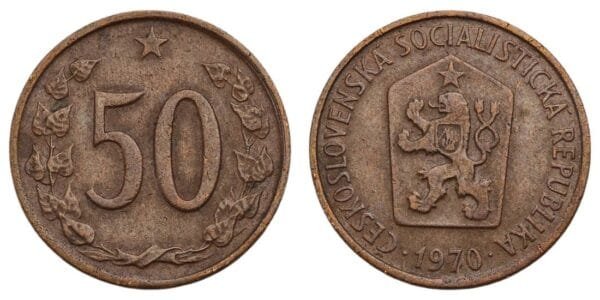 CZECHOSLOVAKIA 50 haleru 1970 VF