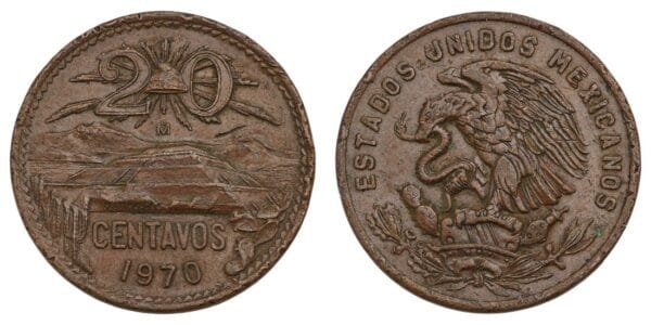 MEXICO 20 centavos 1970 VF