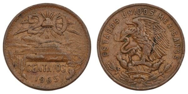 MEXICO 20 centavos 1965 VF