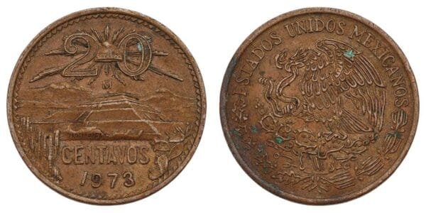 MEXICO 20 centavos 1973 VF