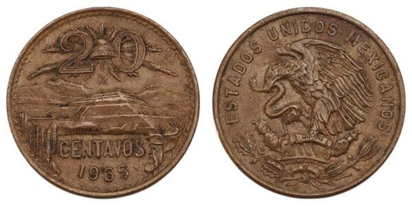 MEXICO 20 centavos 1965 VF
