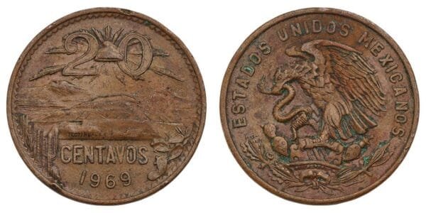 MEXICO 20 centavos 1969 VF