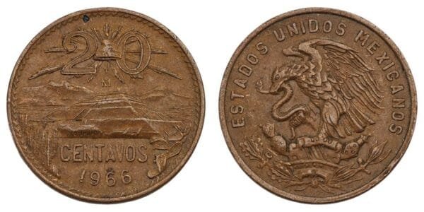 MEXICO 20 centavos 1966 VF