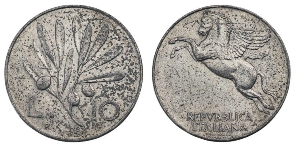 ITALY 10 lire 1950 VF-