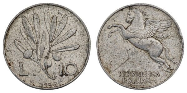 ITALY 10 lire 1948 VF-