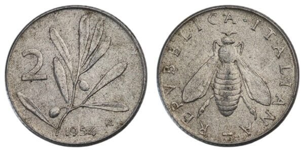 ITALY 2 lire 1954 VF