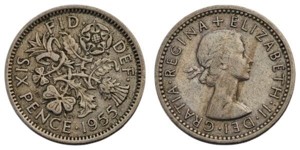 GREAT BRITAIN 6 pence 1955 VF