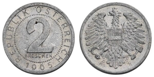 AUSTRIA 2 groschen 1965 VF
