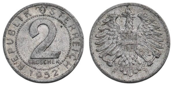 AUSTRIA 2 groschen 1952 VF