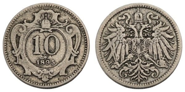 AUSTRIA 10 heller 1895 VF