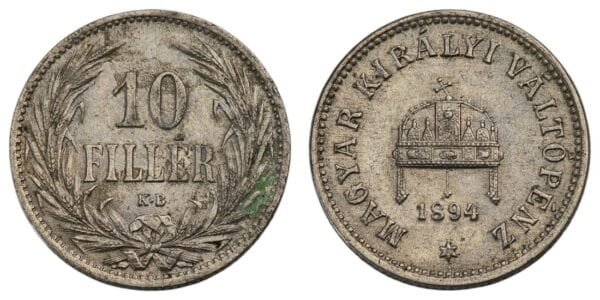 HUNGARY 10 filler 1894 VF