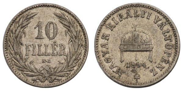 HUNGARY 10 filler 1894 VF
