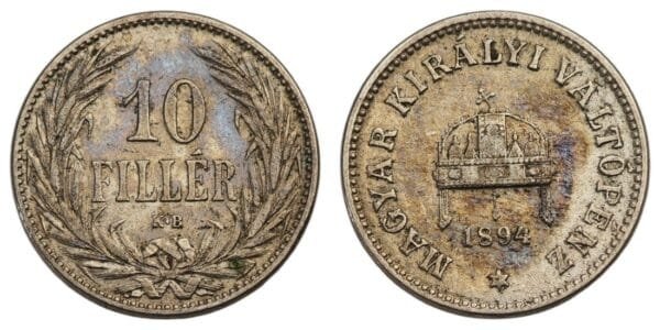HUNGARY 10 filler 1894 VF