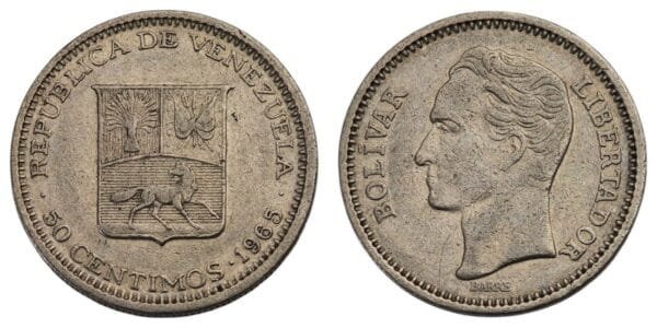 VENEZUELA 50 centimos 1965 VF