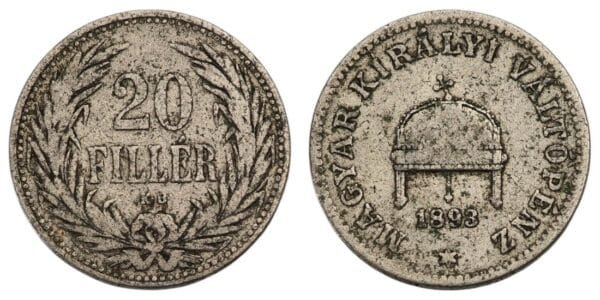 HUNGARY 20 filler 1893 VF