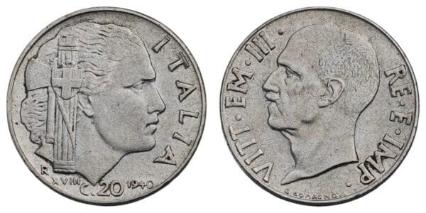 ITALY 20 centesimi 1940 / WWII issue / VF