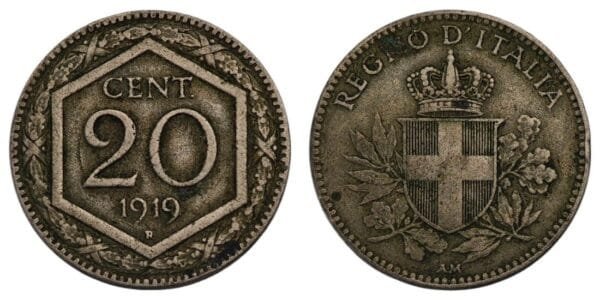 ITALY 20 centesimi 1919 VF