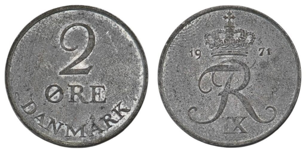DENMARK 2 ore 1971 VF