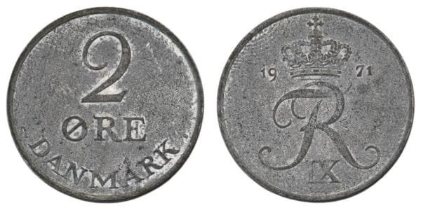 DENMARK 2 ore 1971 VF