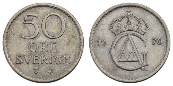 SWEDEN 50 ore 1970 VF