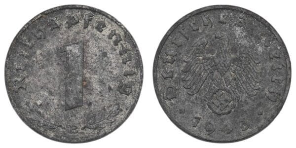 GERMANY 1 reichspfennig 1943B / 3rd Reich / WWII issue / VF