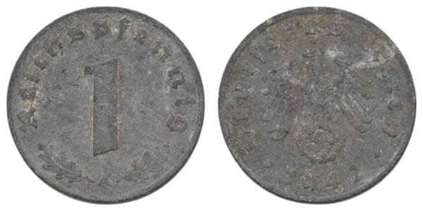 GERMANY 1 reichspfennig 1942A / 3rd Reich / WWII issue / VF