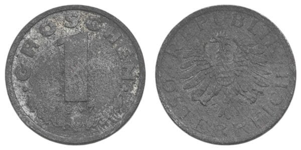AUSTRIA 1 groschen 1957 VF