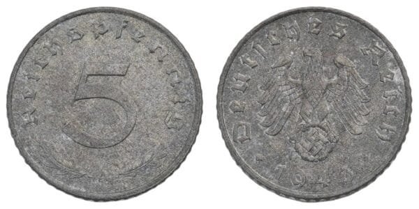 GERMANY 5 reichspfennig 1943A / 3rd Reich / WWII issue / VF