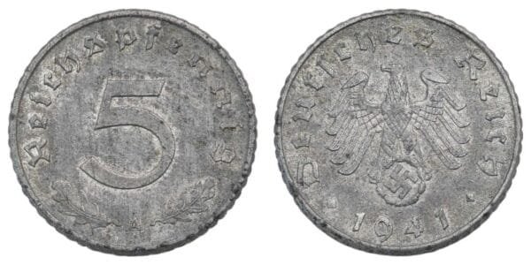 GERMANY 5 reichspfennig 1941A / 3rd Reich / WWII issue / VF