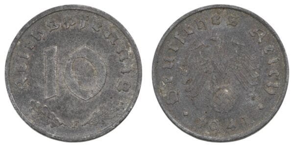 GERMANY 10 reichspfennig 1941F / 3rd Reich / WWII issue / VF
