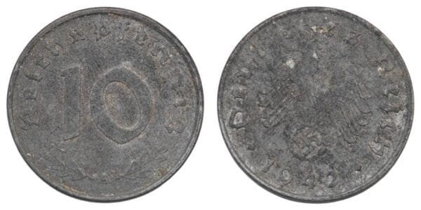 GERMANY 10 reichspfennig 1942A / 3rd Reich / WWII issue / VF