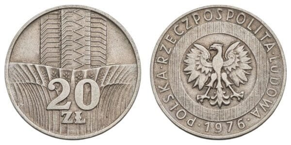 POLAND 20 zlotych 1976 VF